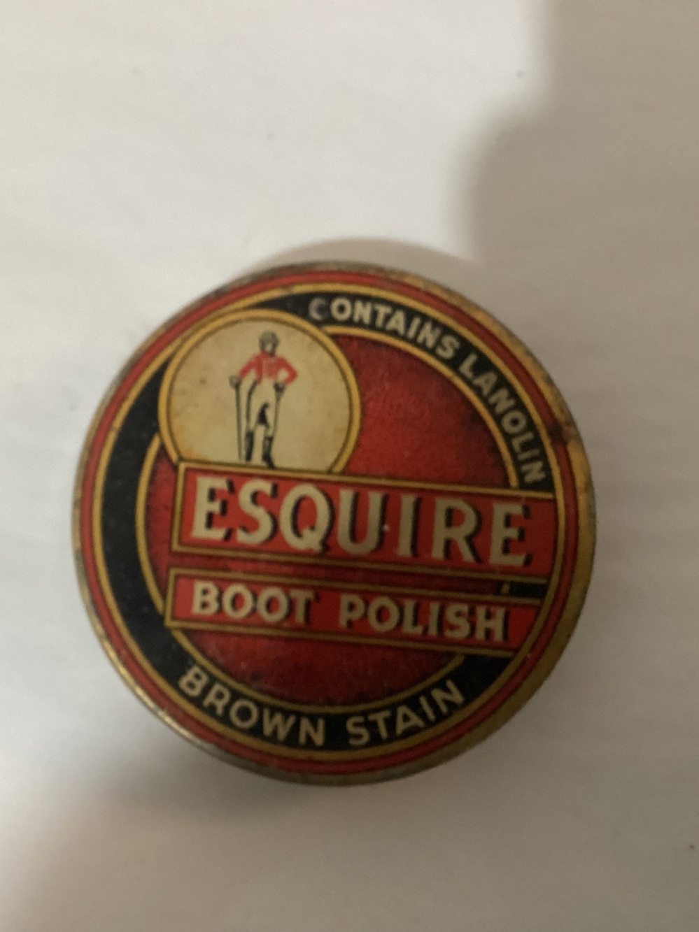 Vtg. Esquire Boot Polish Tin 1940-1960s.  Brown stain Collectable Adv. Merch.